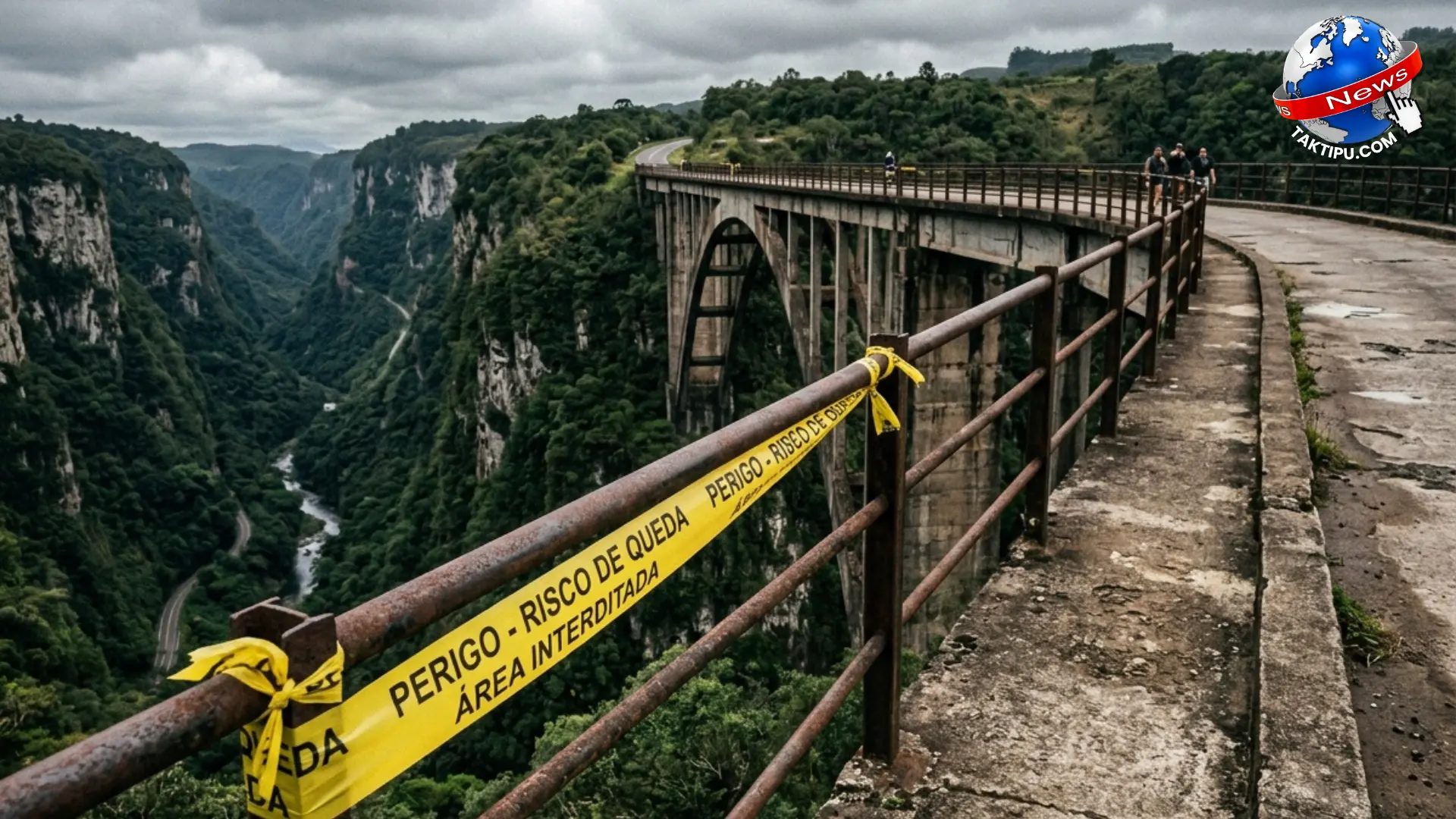 Gambar foto realistik kawasan jambatan tinggi lokasi aktiviti terjun tali di Brazil yang sedang dalam siasatan polis - Tragedi Sukan Ekstrem Ngeri