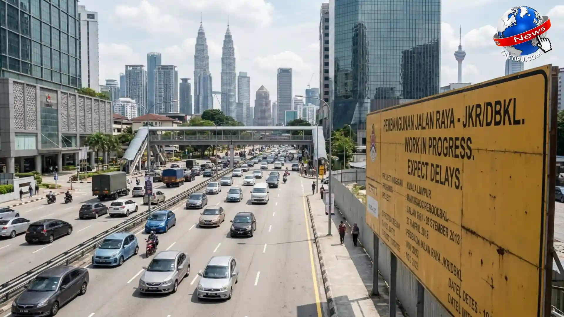Papan tanda maklumat mengenai laluan alternatif berikutan penutupan jalan ampang secara kekal oleh DBKL.