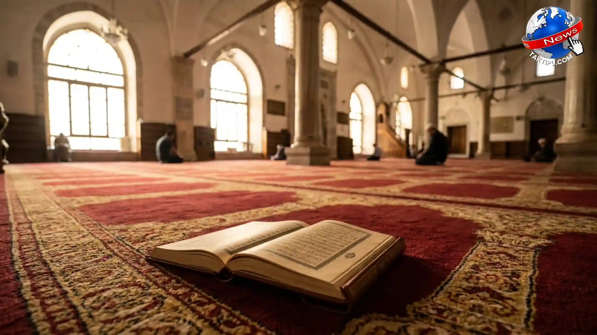 Gambar foto realistik kitab suci Al-Quran diletakkan di atas sejadah pekarangan masjid sebagai simbol amalan ribat menentang penceroboh Masjid al Aqsa.